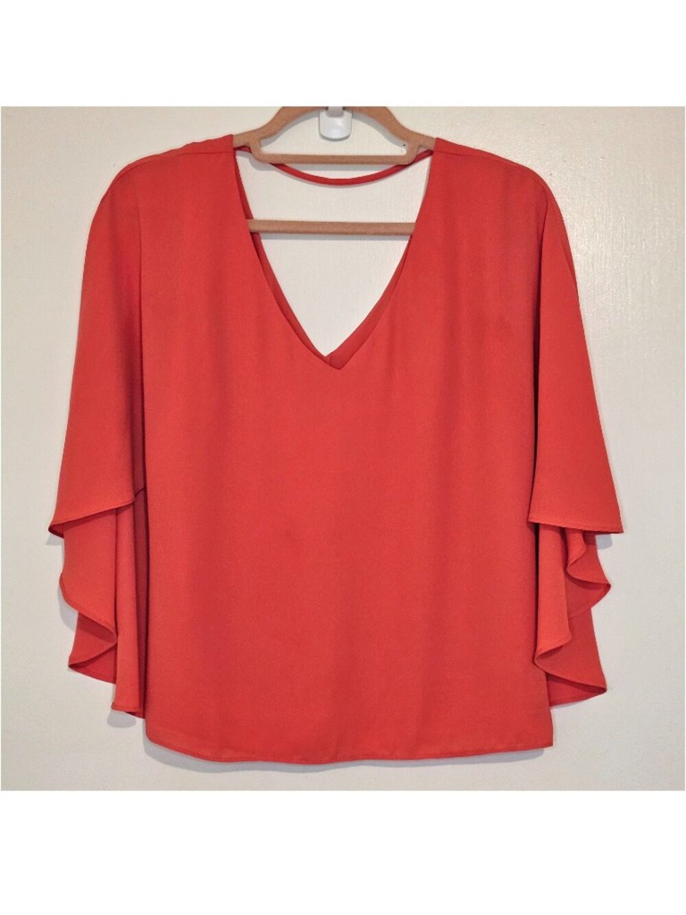 BCBGMaxAzria Shannah Short Batwing Sleeve Top Blouse XS Coral